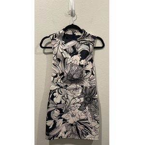 KEEPSAKE Black Navy Blue Floral Sleeveless Mini Dress